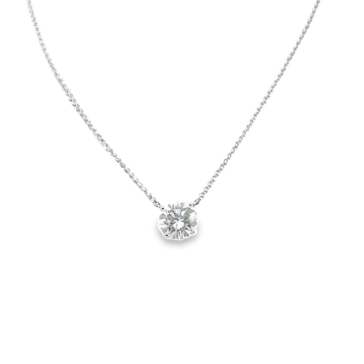 14K White Gold Diamond Solitaire Pendant Necklace