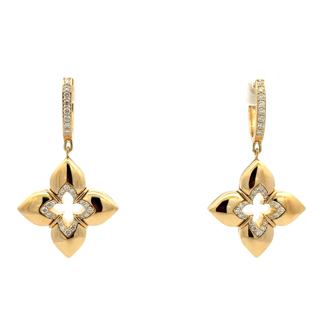 18K Yellow Gold Diamond Venetian Princess Drop Earrings