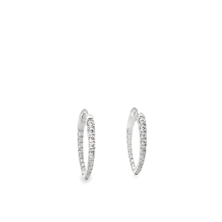 18K White Gold Diamond Imperial Hoop Earrings (Small)