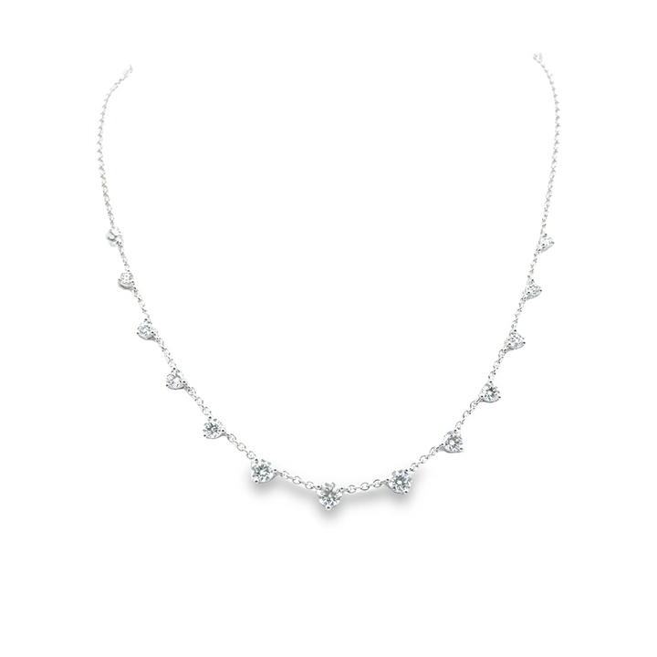 18K White Gold Diamond Interval Tennis Necklace