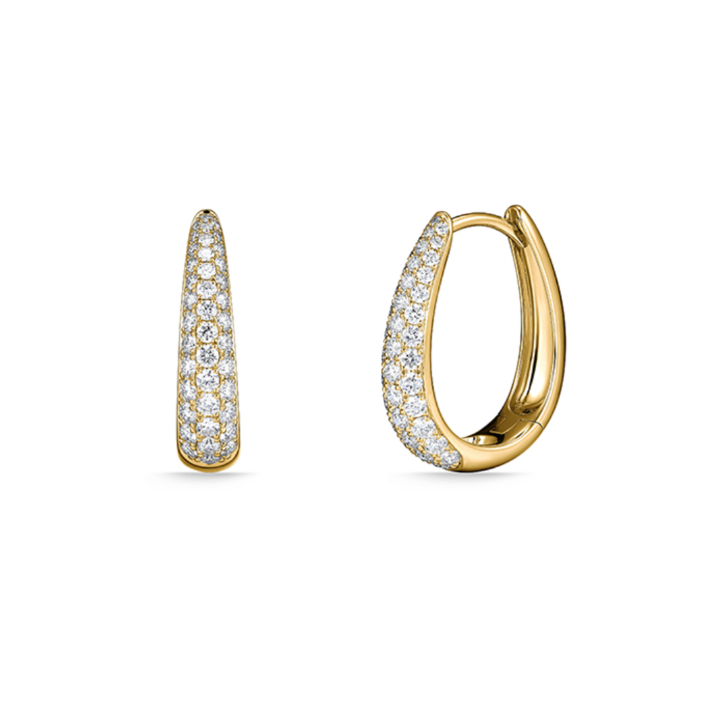 18K Yellow Gold Diamond Paramount Pave Hoop Earrings (Small)