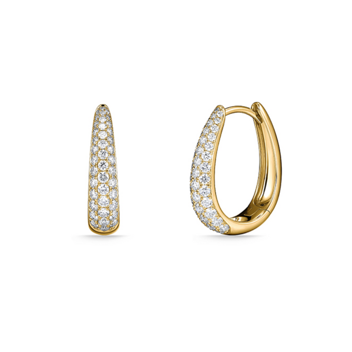 18K Yellow Gold Diamond Paramount Pave Hoop Earrings (Small)