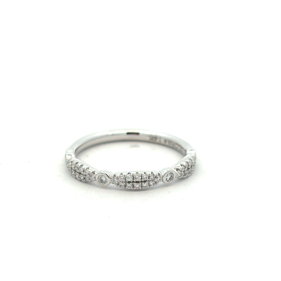 14K White Gold Diamond Cascade Stacker Ring
