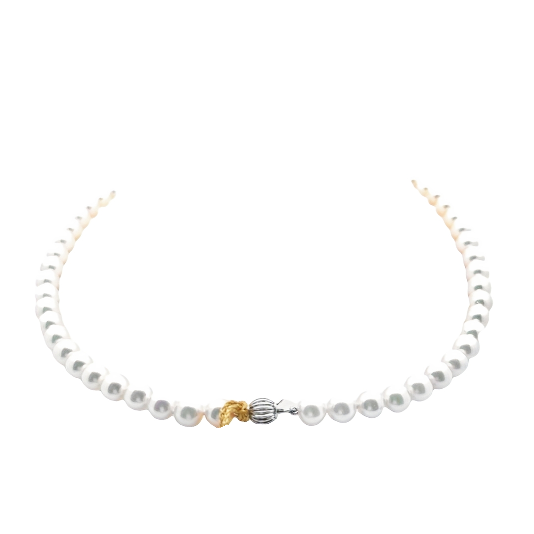 14K White Gold 7MM Akoya Pearl Necklace