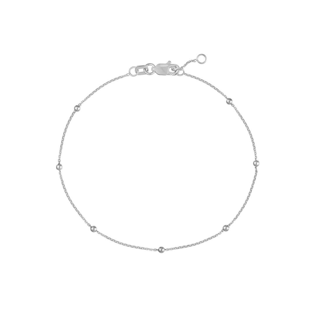 14K White Gold Bead Station Bracelet