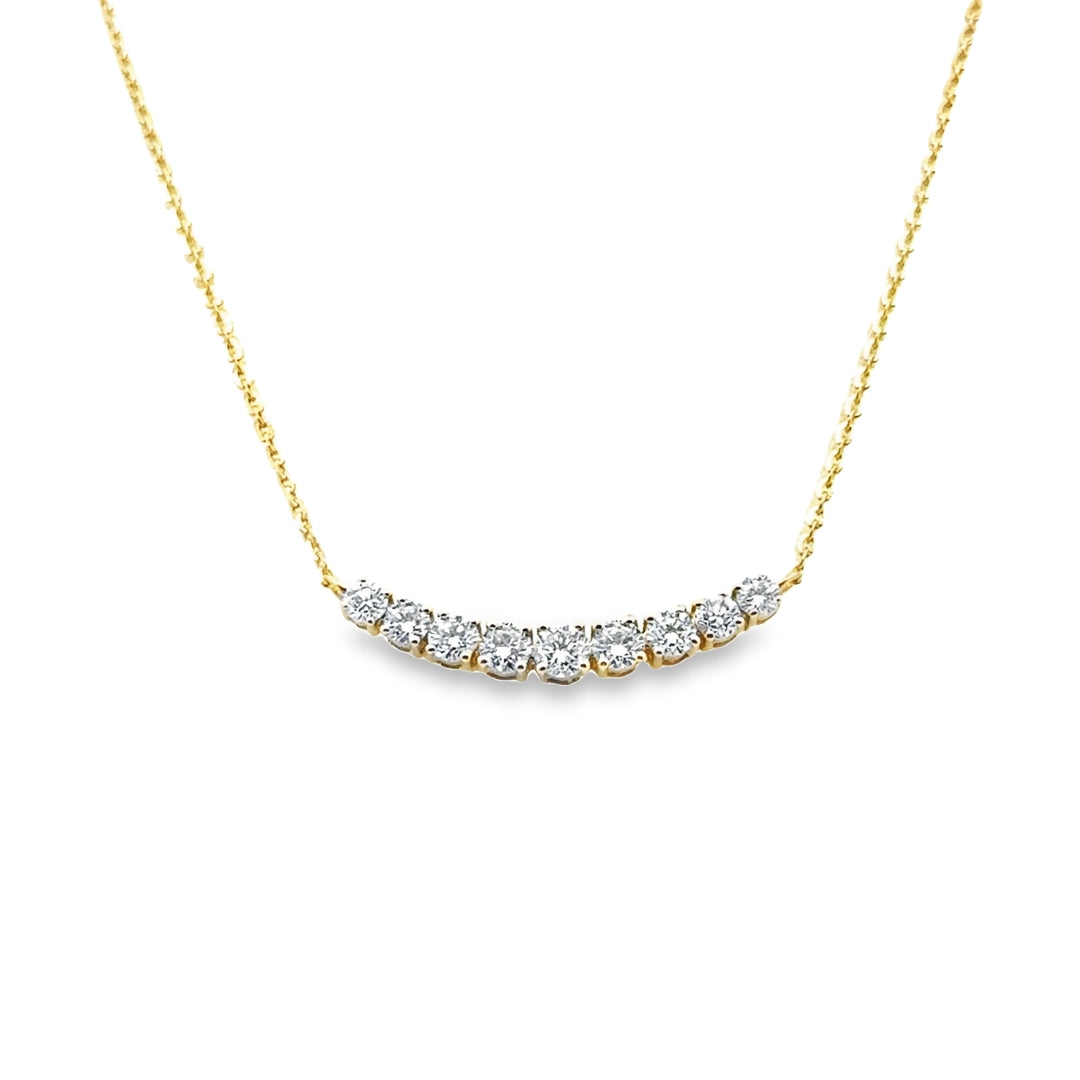 14K Yellow Gold Lab Grown Diamond Graduated Bar Pendant Necklace