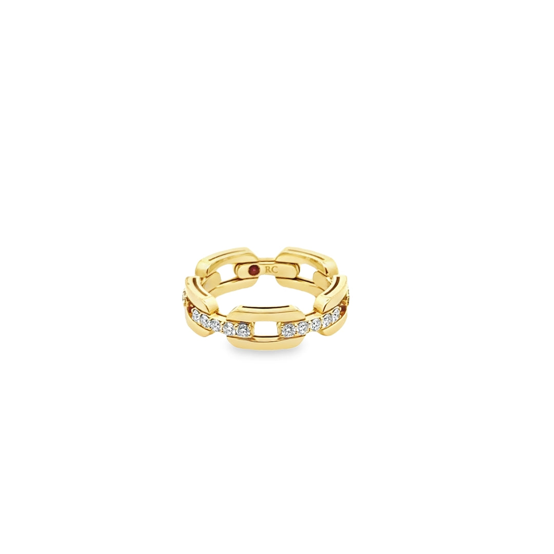 18K Yellow Gold Diamond Navarra Hard Chain Link Ring