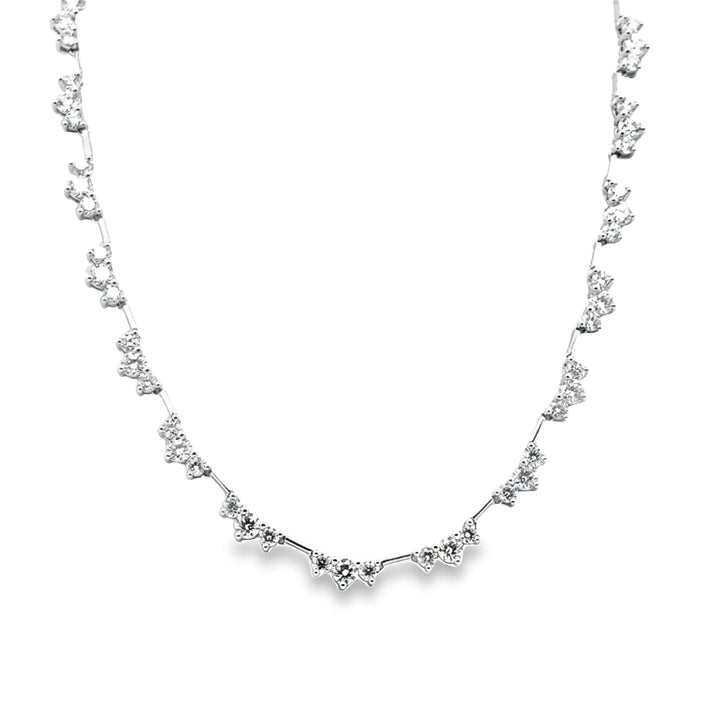 18K White Gold Diamond Trinity Half Line Necklace