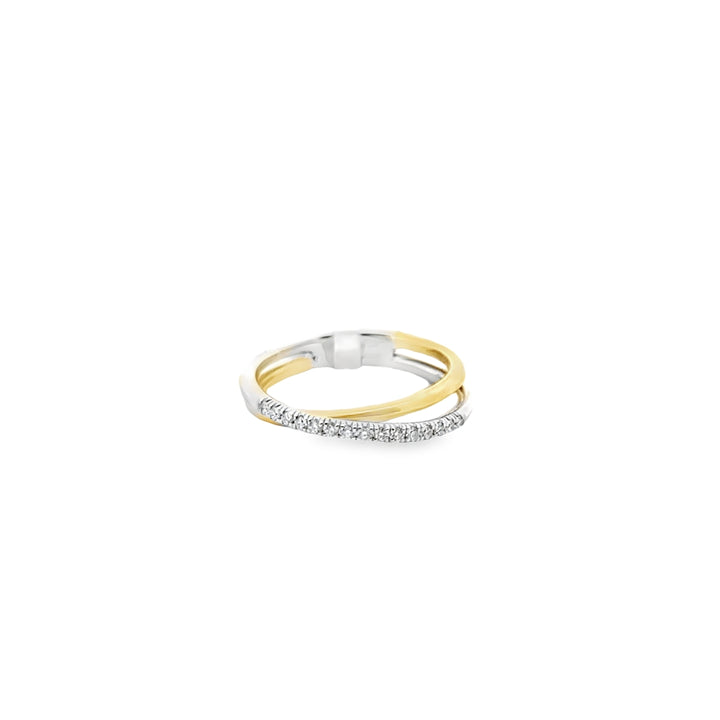 18K Two-Tone Gold Diamond Layered Ring