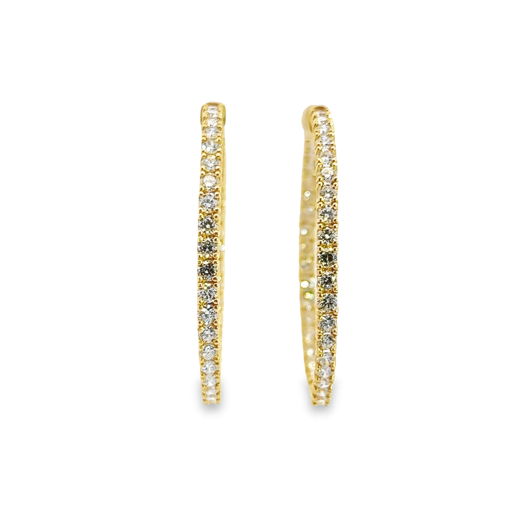 14K Yellow Gold Lab Grown Diamond Round Hoops