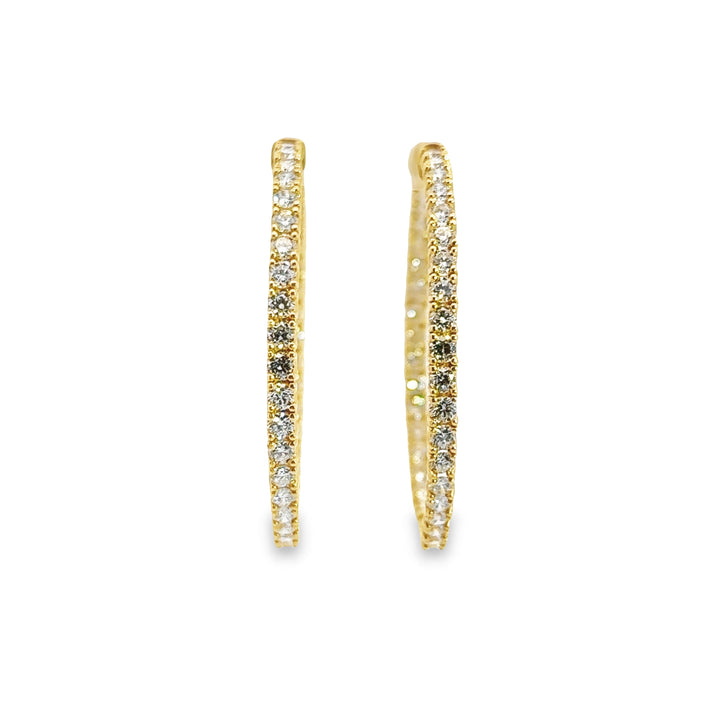 14K Yellow Gold Lab Grown Diamond Round Hoops