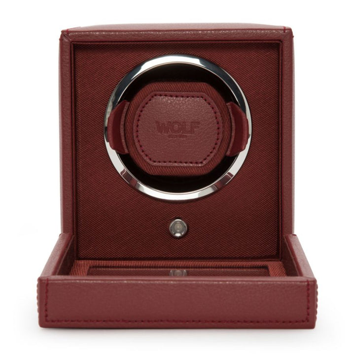 Cub Single Watch Winder With Cover In Bordeaux