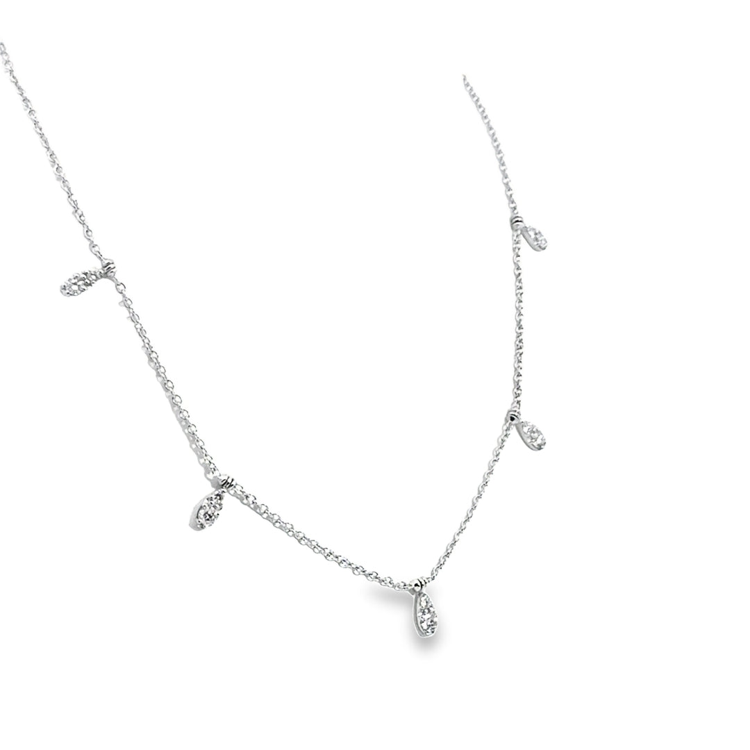 14K White Gold Diamond Cascade Drop Necklace