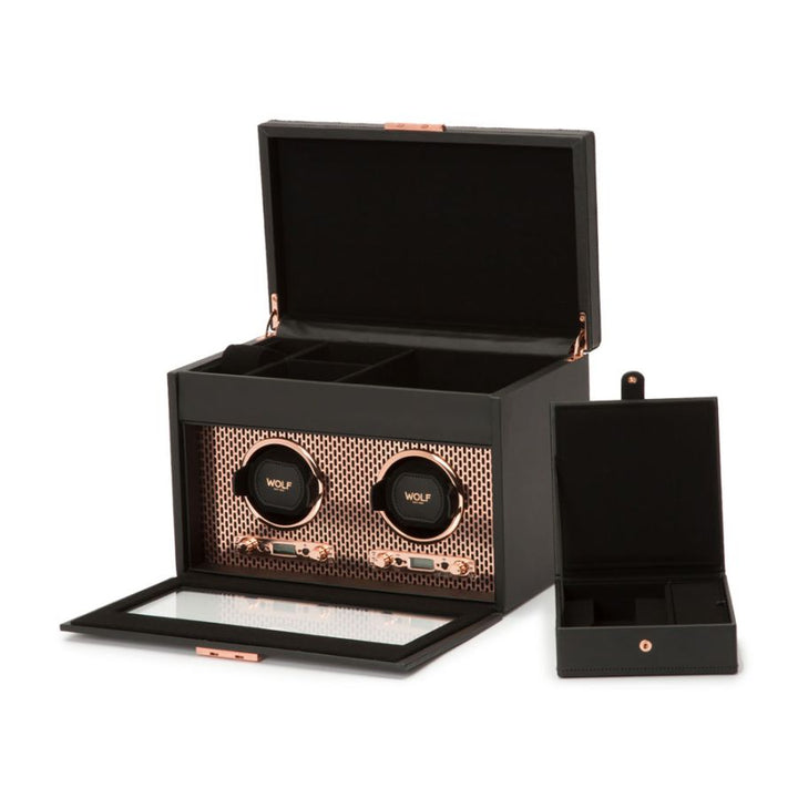 Axis Double Watch Winder With Storage In Copper