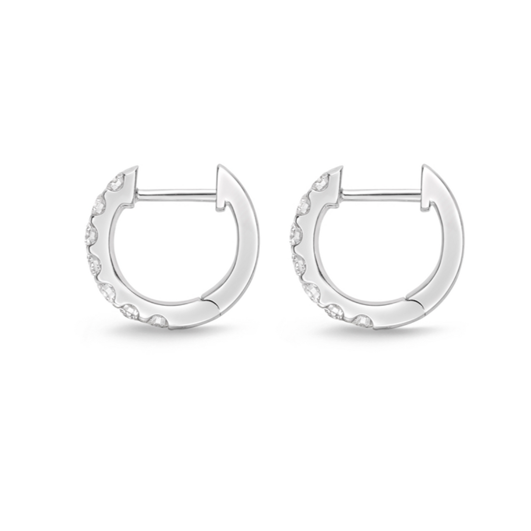 18K White Gold Diamond Odessa Huggie Hoop Earrings