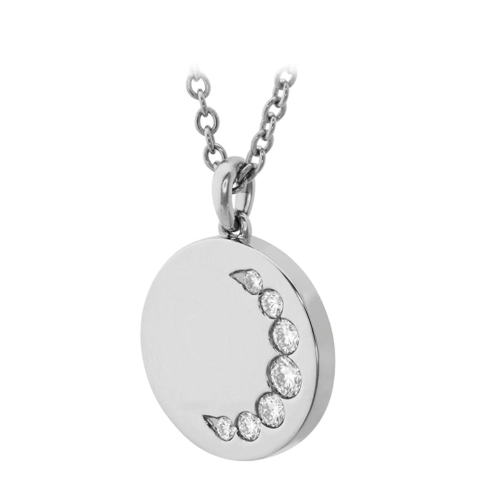 18K White Gold Diamond Luna Pendant Necklace