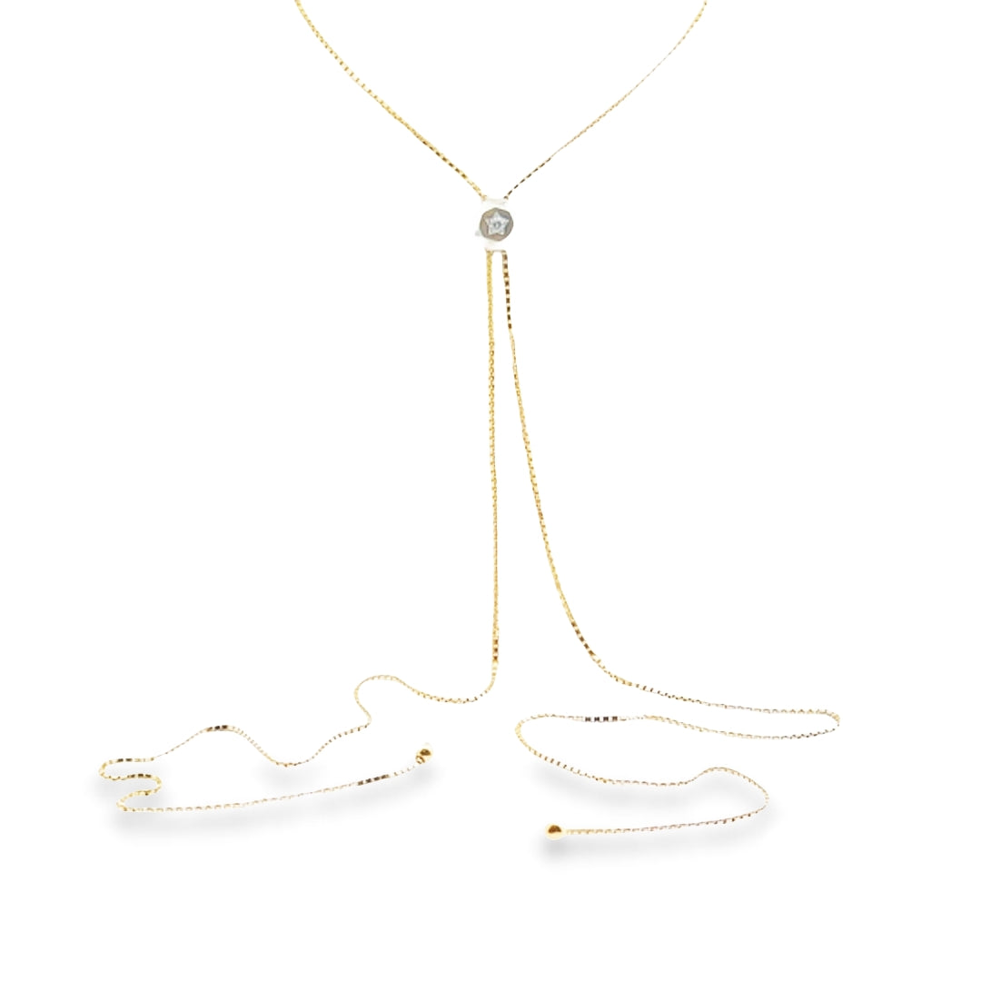 18K Two-Tone Gold Diamond Adjustable Tennis Necklace