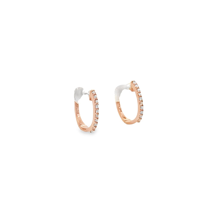 18K Rose Gold Diamond Pave Huggie Earrings