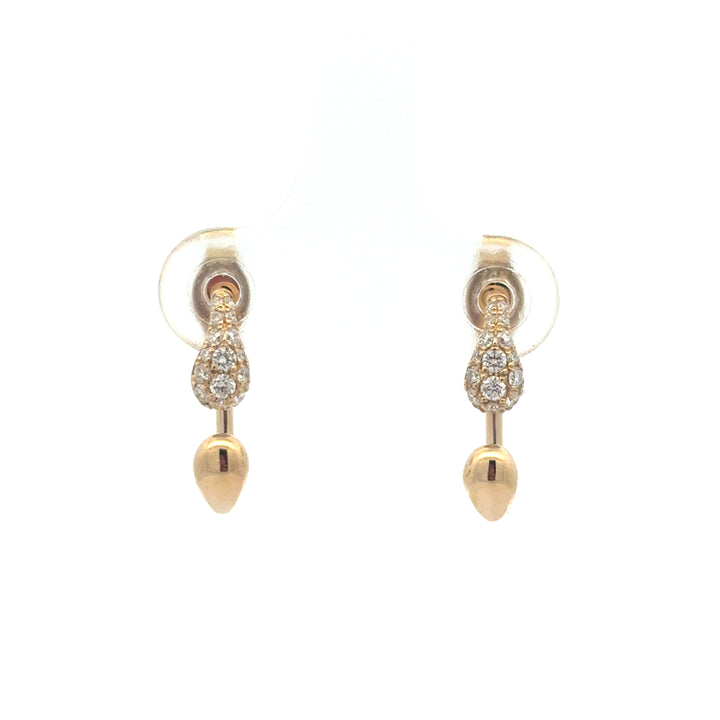 14K Yellow Gold Diamond Pave Drop Stud Earrings