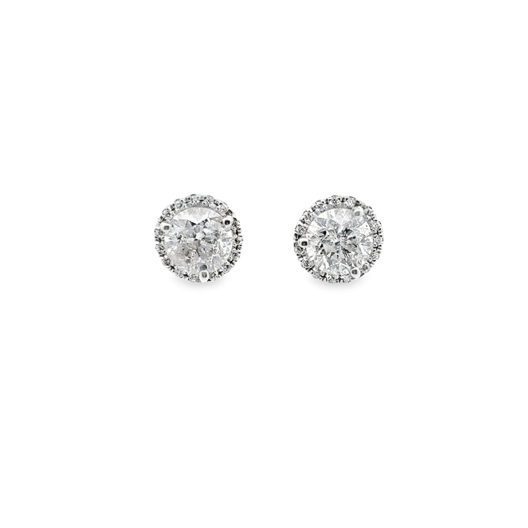 14K White Gold 4.00TW Diamond Halo Earrings