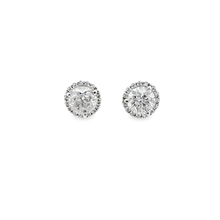 14K White Gold 4.00TW Diamond Halo Earrings