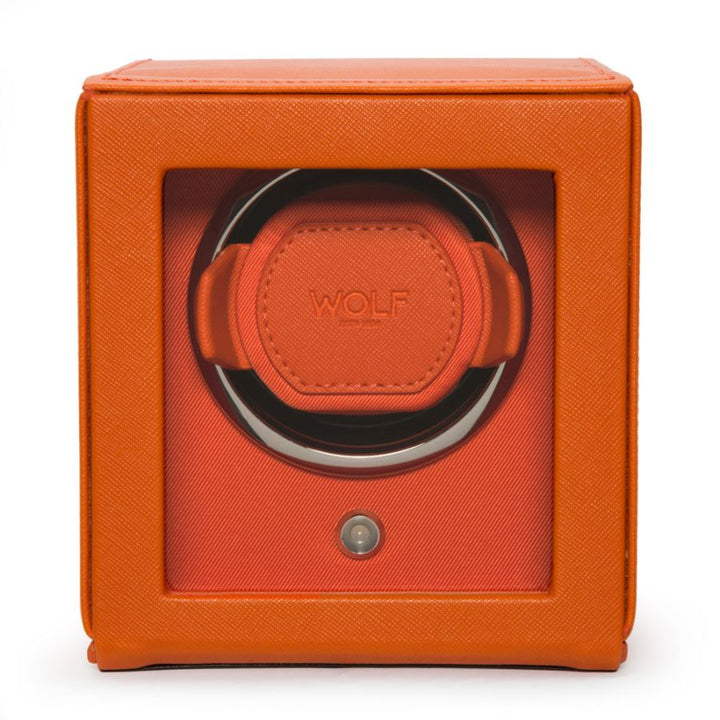 Cub Single Watch Winder With Cover In Orange
