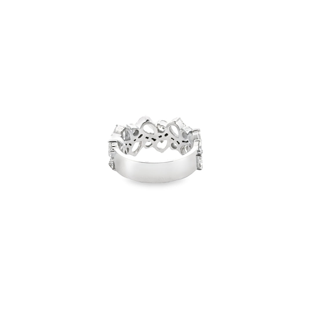 18K White Gold Diamond Multi-Shape Cluster Ring