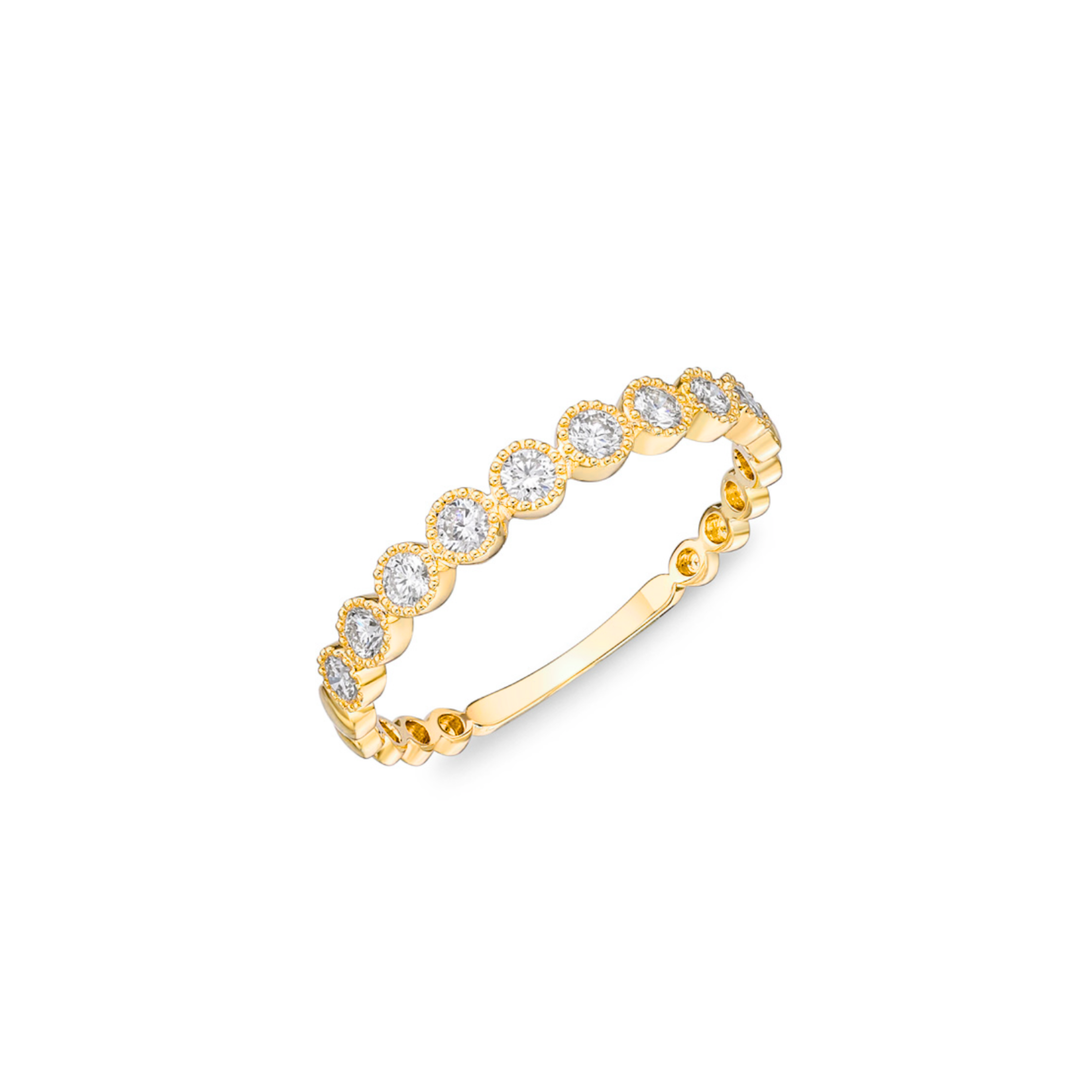 18K Yellow Gold Diamond Vintage Bezel Stackable Ring