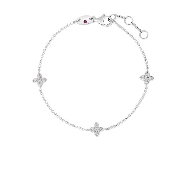 18K White Gold Diamond Love by the Inch 3 Station Bracelet