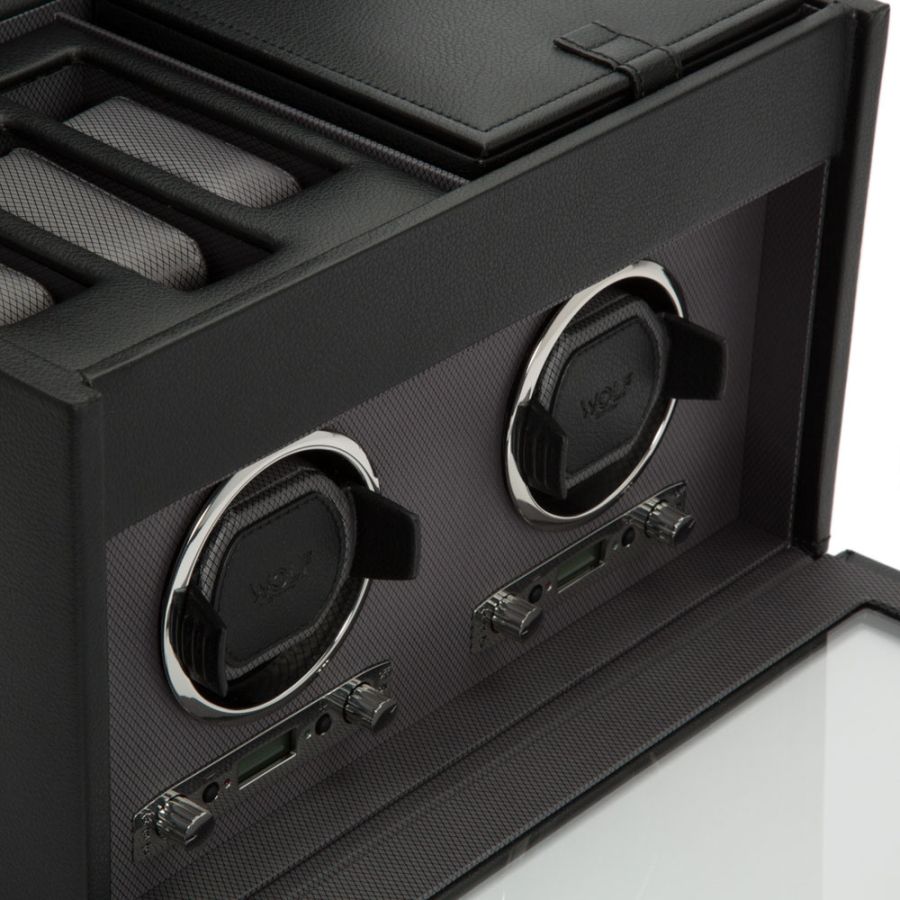 Viceroy Double Watch Winder in Black with Storage