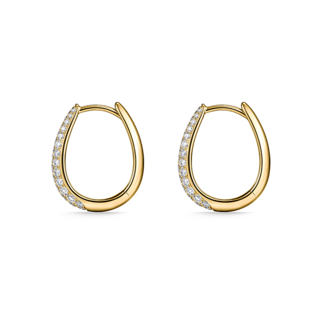 18K Yellow Gold Diamond Paramount Pave Hoop Earrings (Small)