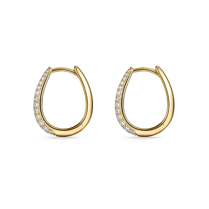 18K Yellow Gold Diamond Paramount Pave Hoop Earrings (Small)