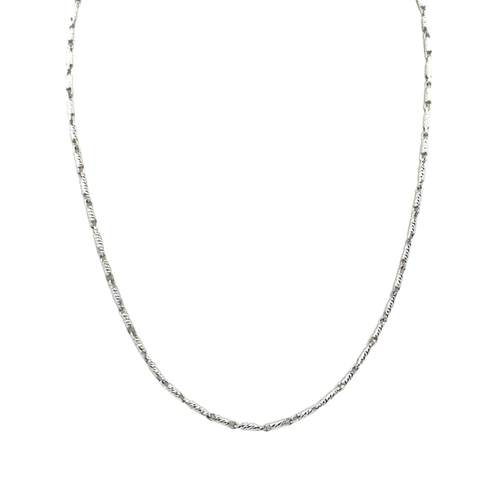 14K White Gold 16" Textured Mirror Chain