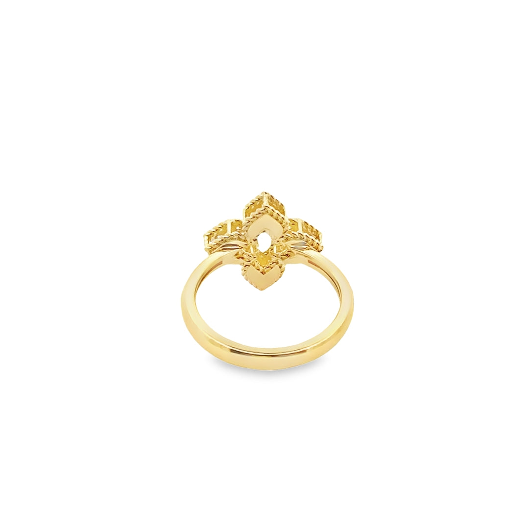 18K Yellow Gold Diamond Venetian Princess Pave Flower Ring (Small)