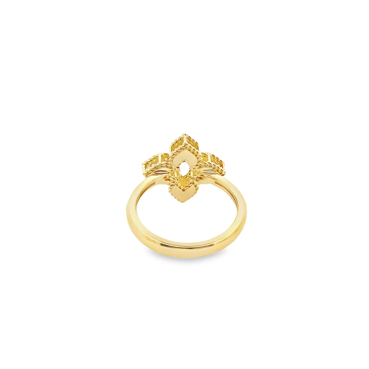 18K Yellow Gold Diamond Venetian Princess Pave Flower Ring (Small)