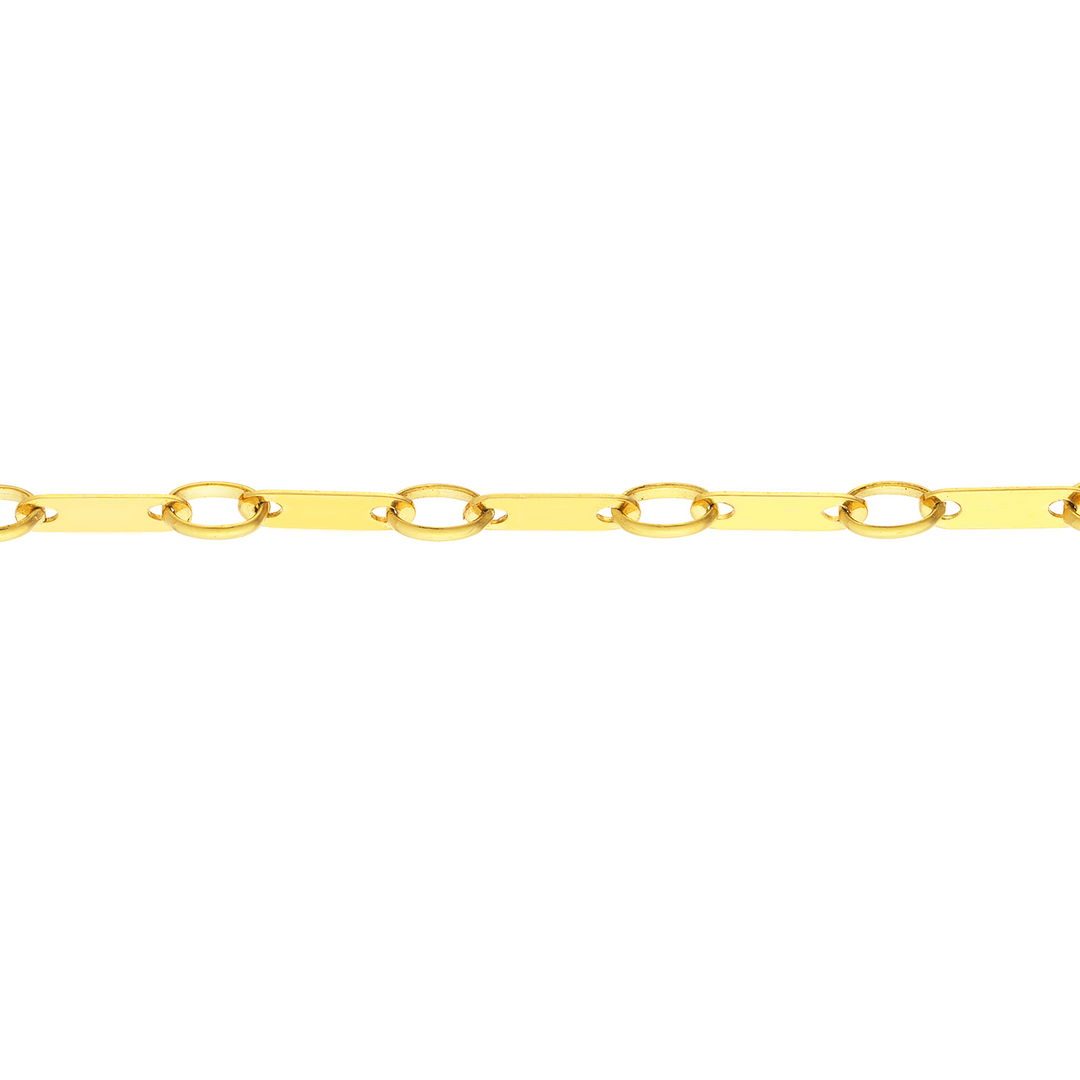 14K Yellow Gold Flat Link Chain Bracelet