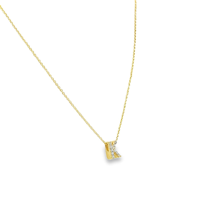 18K Yellow Gold Diamond Tiny Treasures Love Letter "K" Pendant Necklace