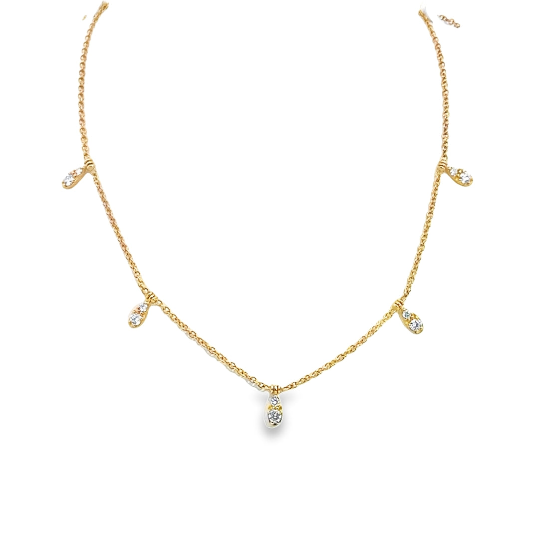 14K Yellow Gold Diamond Cascade Drop Necklace