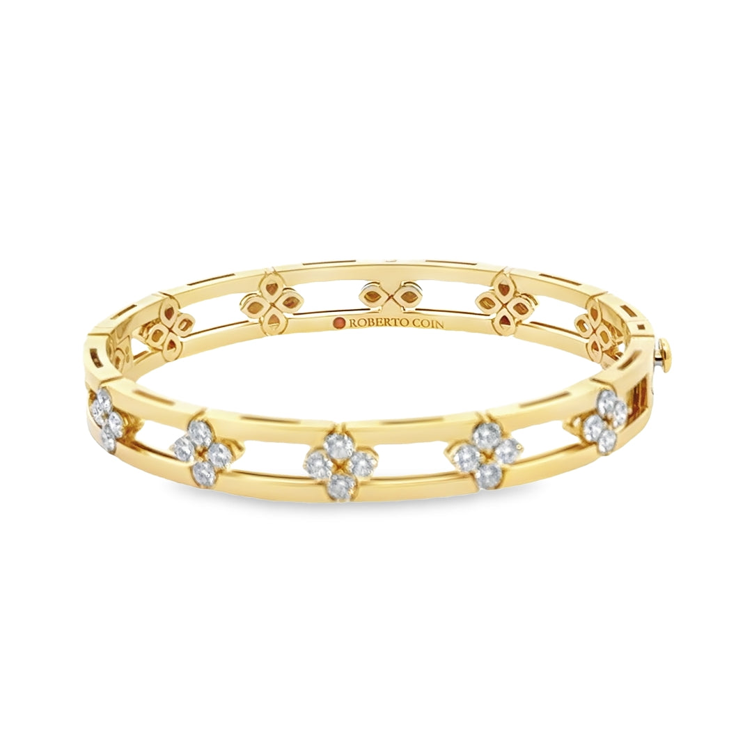 18K Yellow Gold Diamond Love in Verona Open Frame Bangle Bracelet