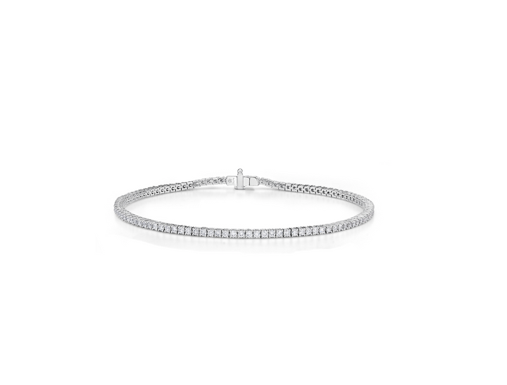 18K White Gold Diamond Classic 4 Prong Line Tennis Bracelet