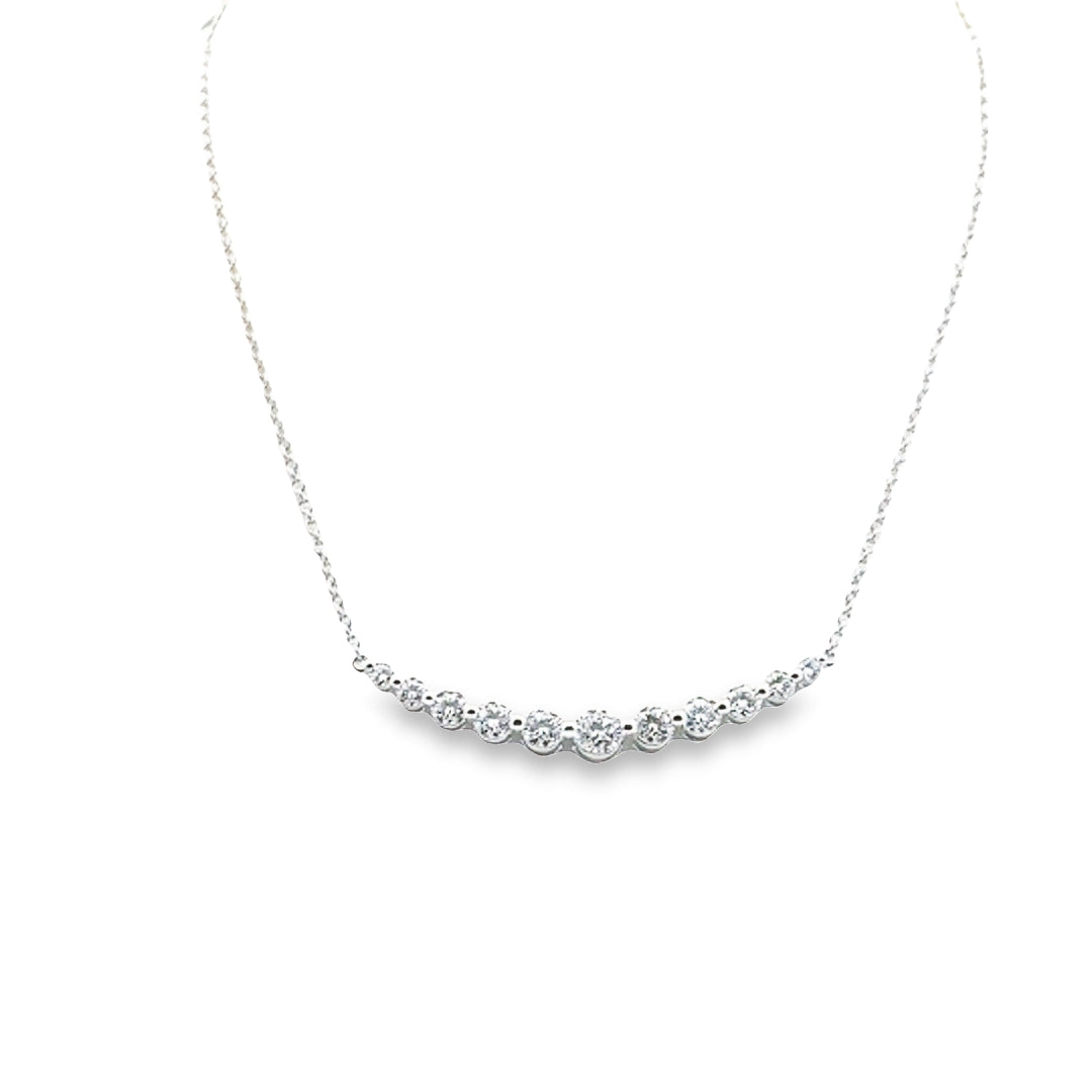 18K White Gold Diamond Smile Necklace (Medium)