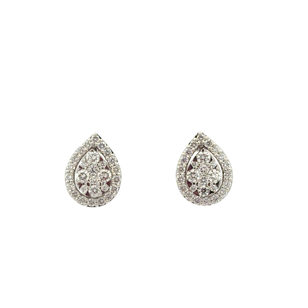 18K White Gold Diamond Pear Shape Evolve Three Way Earrings