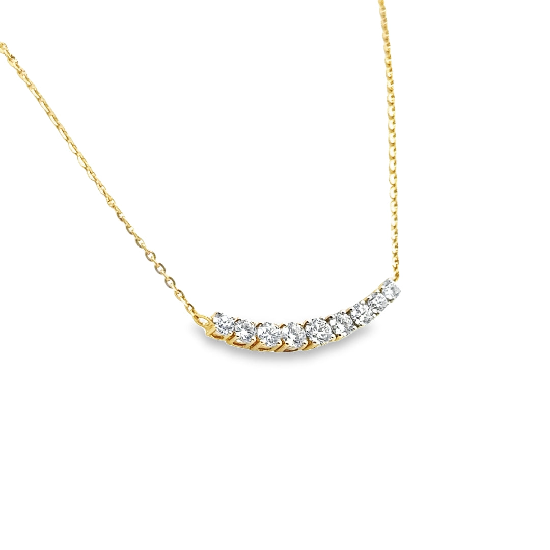 14K Yellow Gold Lab Grown Diamond Graduated Bar Pendant Necklace