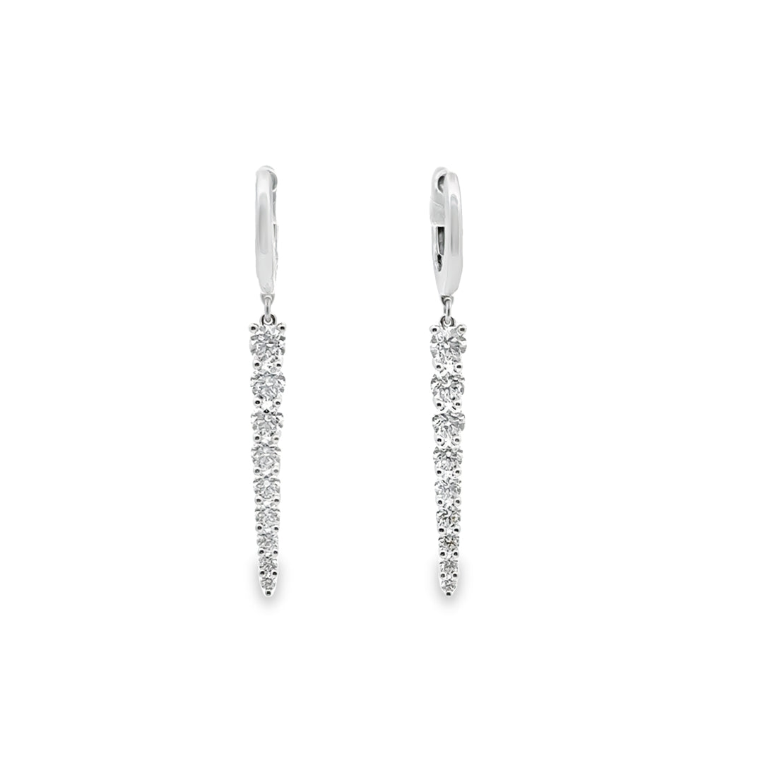 18K White Gold Diamond Identity Drop Hoop Earrings (Medium)