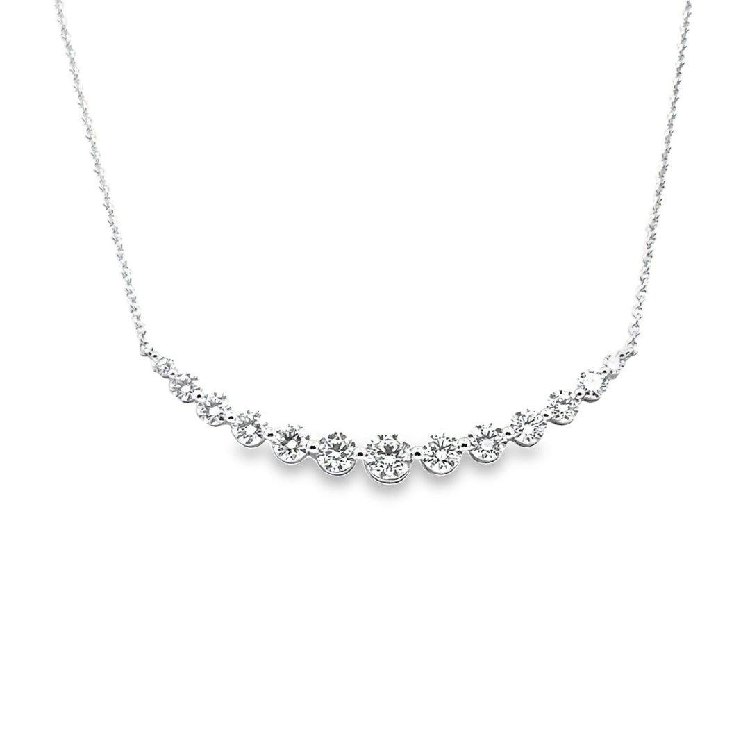 18K White Gold Diamond Smile Necklace (Large)