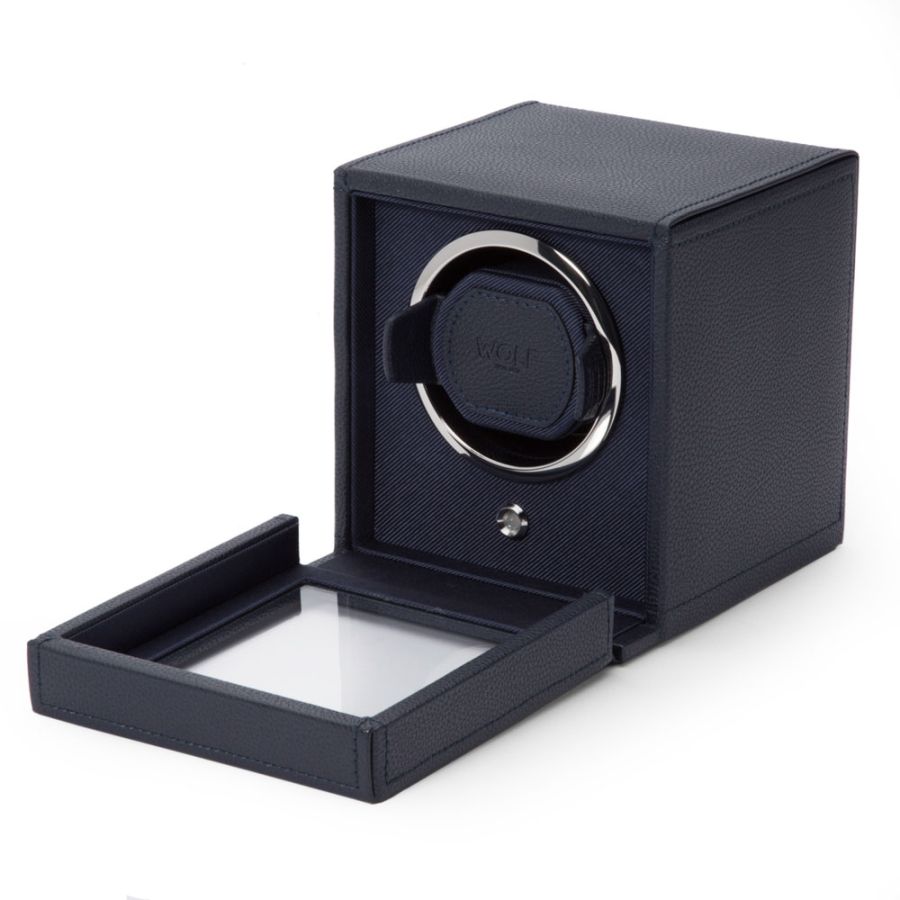 Cub Single Watch Winder With Cover In Navy