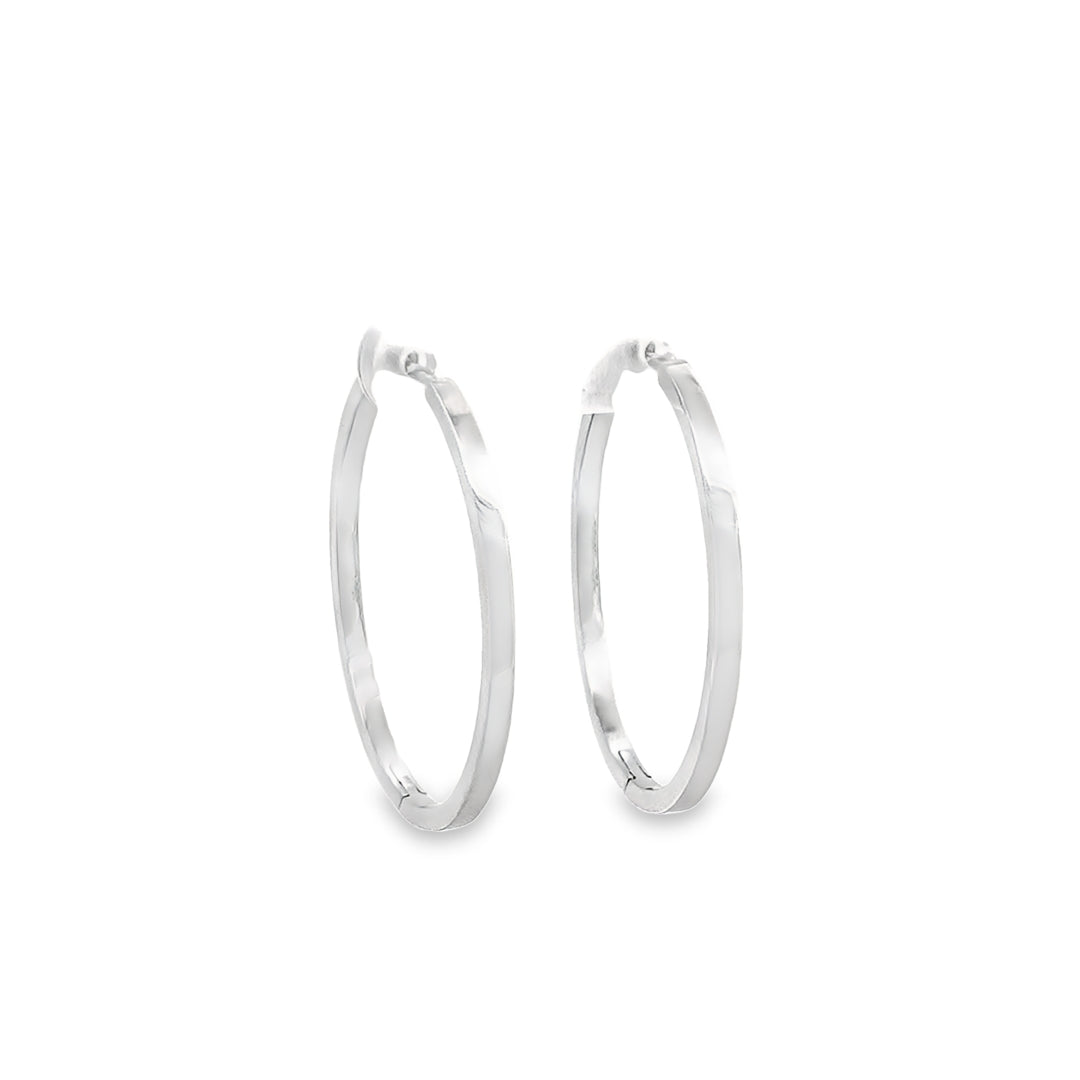 Sterling Silver Round Hinged Hoop Earrings