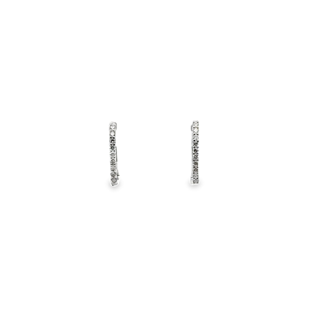 18K White Gold Diamond Pave Huggie Earrings