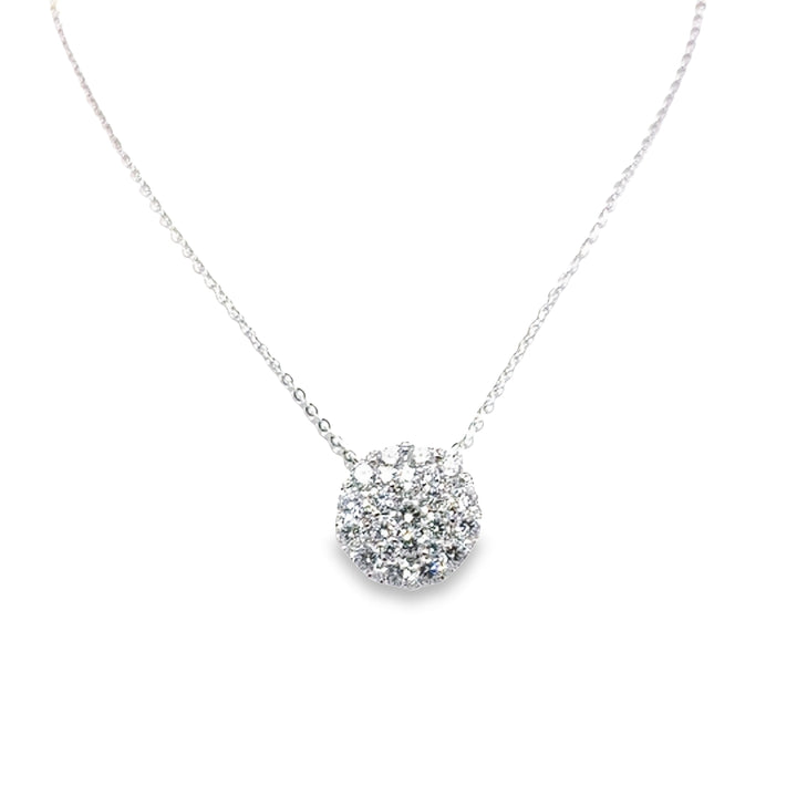 14K White Gold Diamond Cluster Pendant (Large)