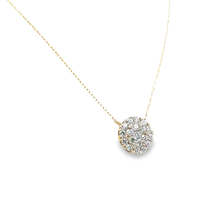 14K Yellow Gold Diamond Cluster Pendant Necklace (Large)